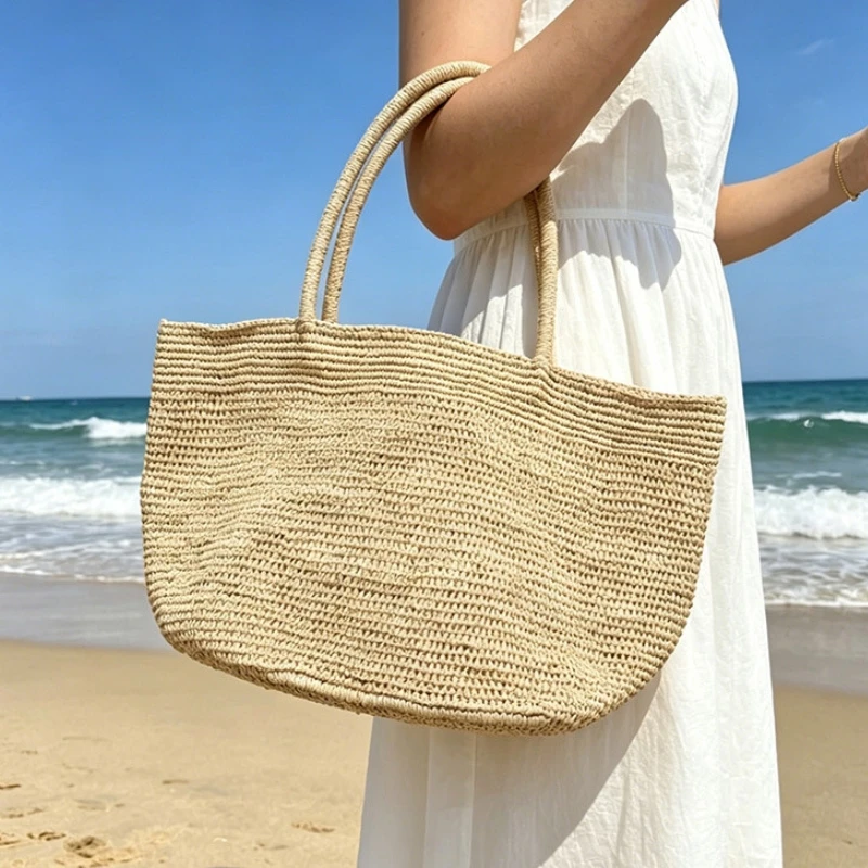 Fashionable Large-capacity Rafi Grass Shoulder Bag Suitable for Beach Vacation Straw Bag  2026 Summer Woven Tote Bag Sacs À Main