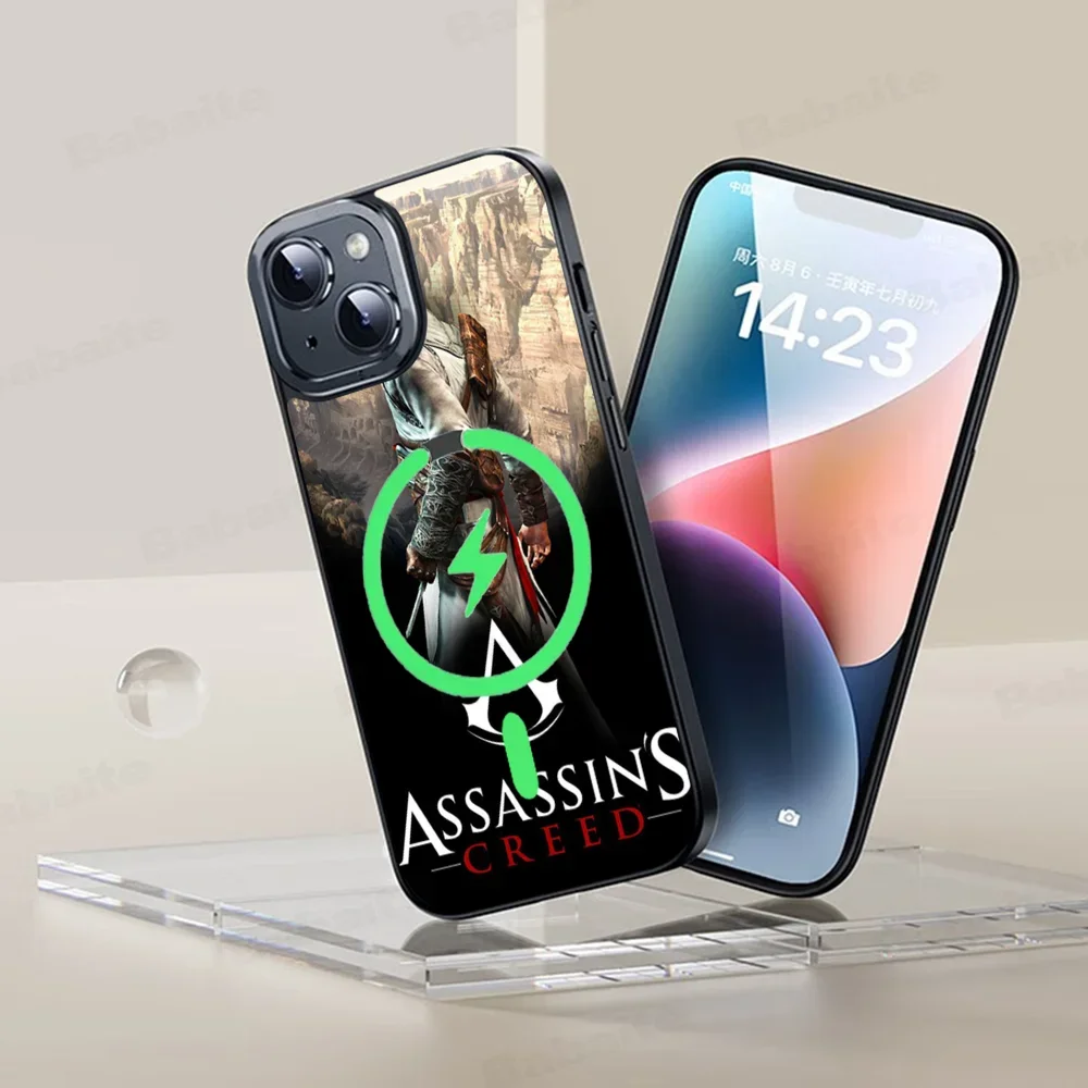 حافظة هاتف Assassins Creed لهاتف آيفون 16 14 13 12 11 15 Pro Max لغطاء شحن لاسلكي مغناطيسي Magsafe