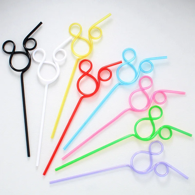 Creative PET Cartoon Animal Mouse Shape Straws Plastic Colourful Reusable Straws for Kids Birthday Party, Wedding Decoration