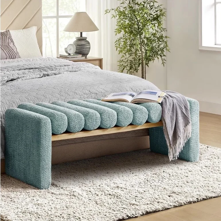 Modern Casual Home Bench Stool Soft Fabric Ottoman Luxury  Living Room Benchs for Shoe Changing Cloakroom Side Bed Kitchen