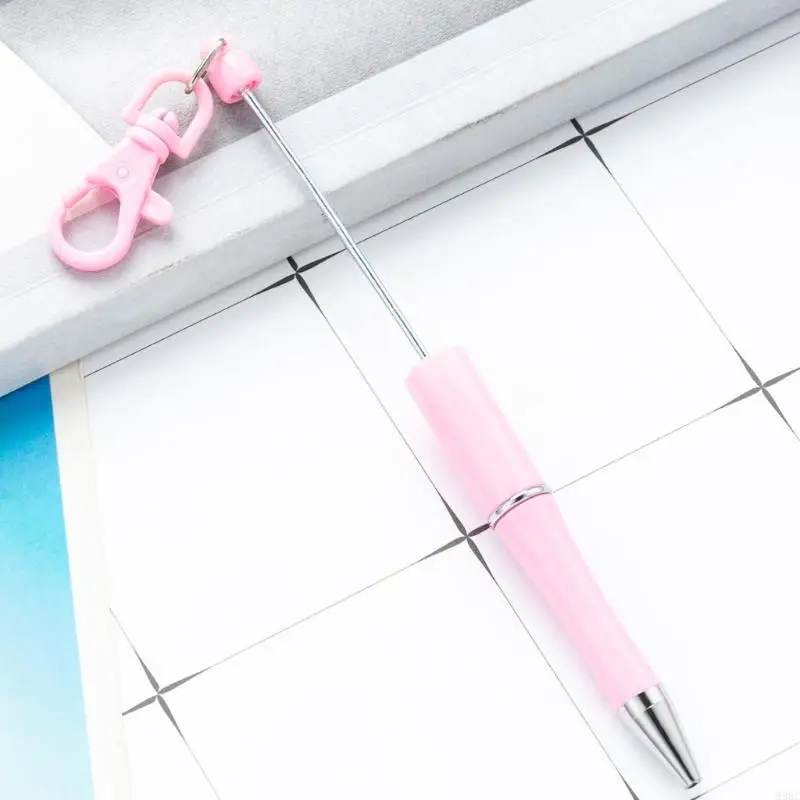 6 Pcs Beadable Ballpoint Pen Writing Pen 1.0mm Stationery Pen Keychain Beaded Pen Beadable Pen for School Office 896C