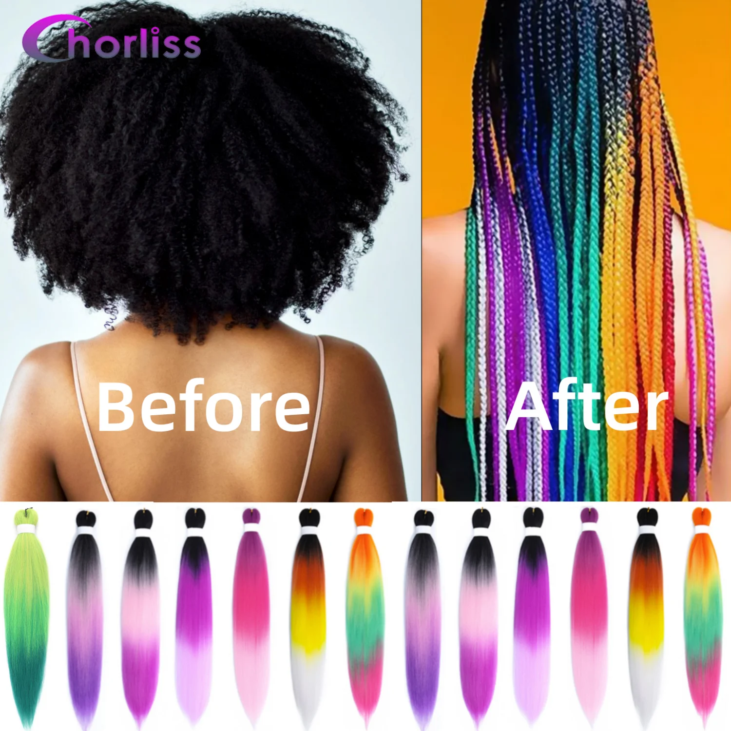 24 "26" Synthetische Jumbo Gemakkelijk Vlechten Extension Voor Senegalese Passie Twist Kанекалон Kleur Ombre Diy Prestretched Doos Vlechten haar