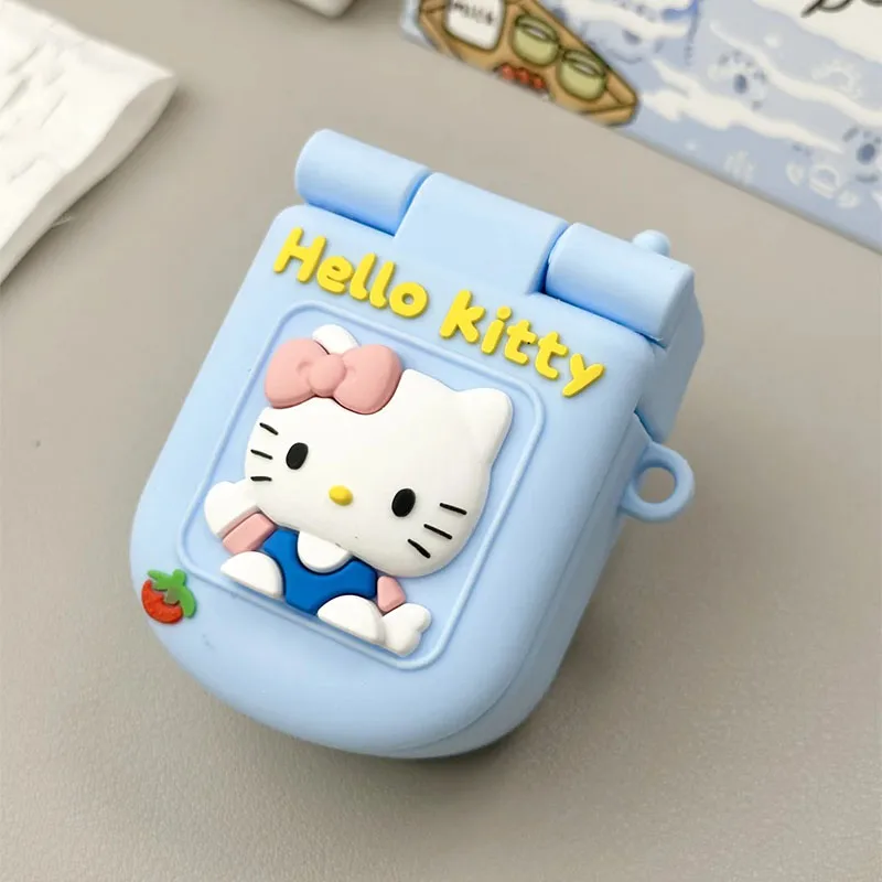 

Sanrio Hello Kitty Blue theme Kawaii Headphone case Cartoon Anime Anti-drop Make-up mirror Suitable for Airpods 1,2,3,Pro1,Pro2