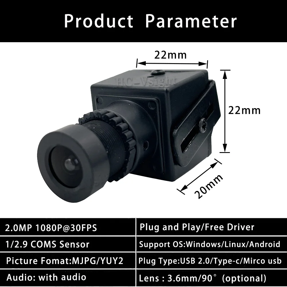 Carte de caméra Web USB 2.0, 20x20mm, objectif mini taille, 1080P, Full HD, industriel, PC UVC Micro iko, machine de caméra USB
