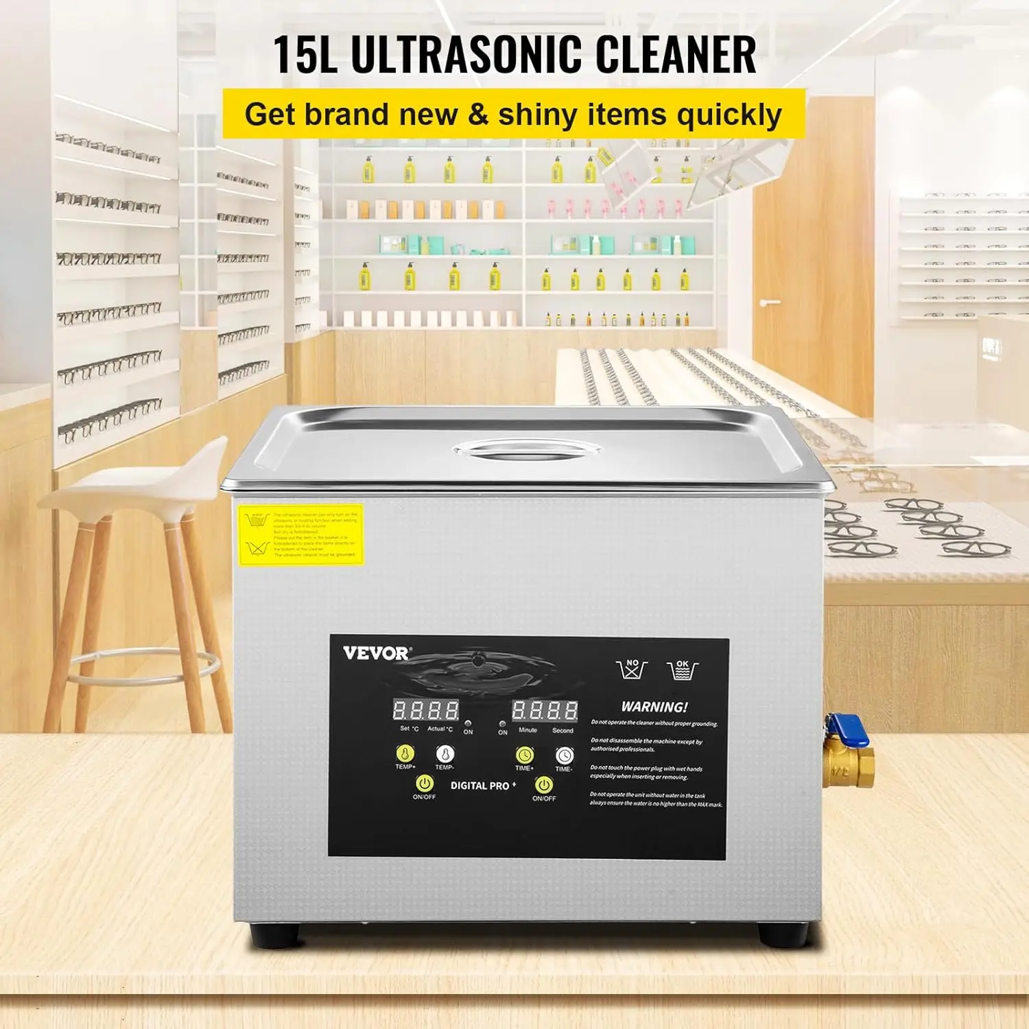 15L Upgraded Ultrasonic Cleaner (600W Heater,360W Ultrasonic) Professional Digital Lab Ultrasonic Parts Cleaner with Heate