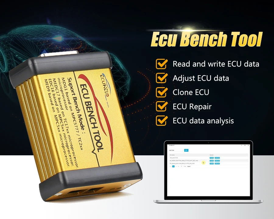 ECU Bench Tool  V2.1.5.6 Supports MD1 MG1 MED9 ECUs No Open ECU Cover Read/Write and Update Online Full Version License AMT BST