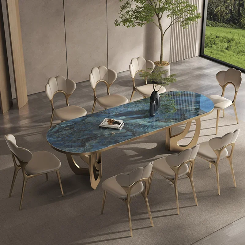 luxury Kitcjen Dining Table Set 6 People Desk legs metal Marble Dining Table Multifunctional mesa dobravel portatil Furniture