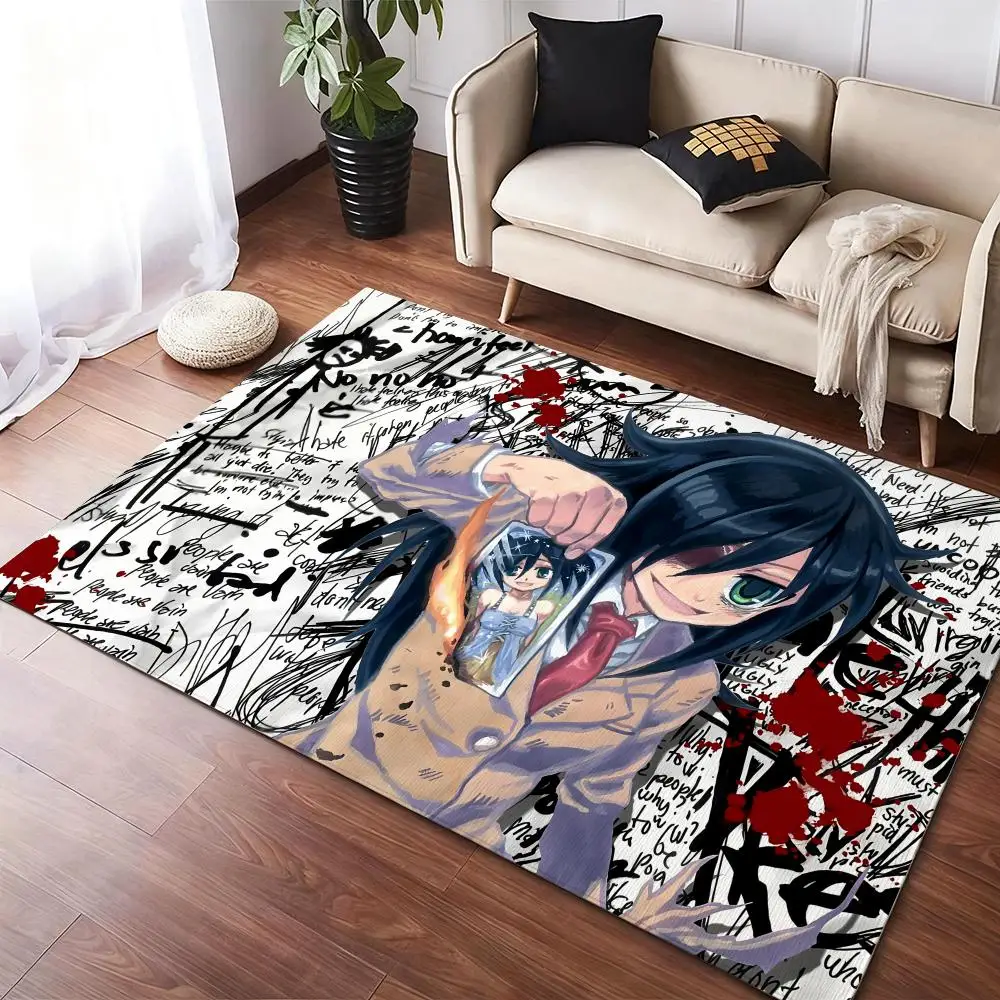 Anime W-Watamote Kuroki Tomoko Bodenmatte, Flanellteppiche, gemütlicher Plüsch, verdickt, weich, warm, für den Winter, rutschfest, für Wohnzimmer, Zuhause, Innenbereich