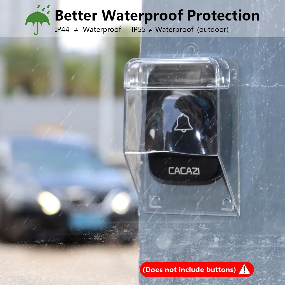 Transparent Rain Cover Waterproof for Outdoor Wireless Doorbell Smart Door Bell Ring Button Rainproof Plastic Shell Protector