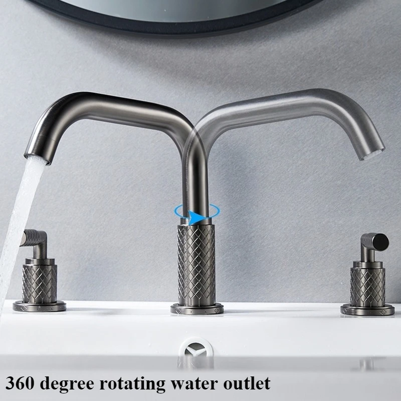 Basin Faucets Total Brass Antique Bathroom Faucet Brushed Gold Sink Faucets 3 Hole Hot And Cold Black Waterfall Faucet Water Tap