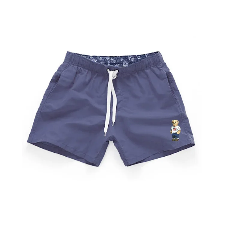 Asiatische Größe Herren Polo Bear Badeshorts Schnelltrocknend Elastischer Bund Kordelzug Strand-Boardshorts Lässige Sommer-Badebekleidung Schwarz – Detail 10