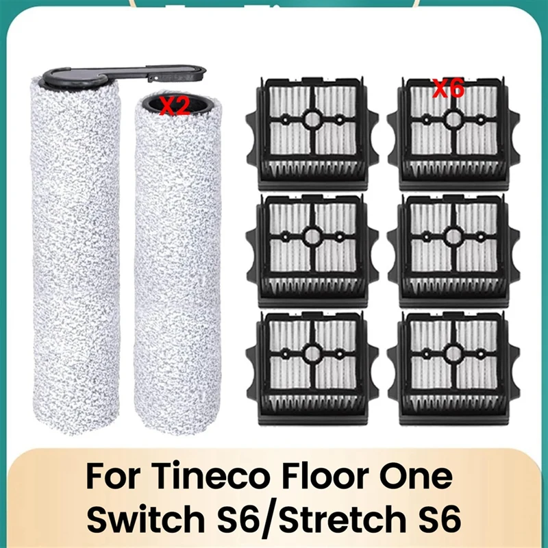 

For Tineco Floor One Switch S6/Stretch S6 Wet Dry Vacuum Cleaner Replacement Parts Roller Brush Heap Filter Accessories