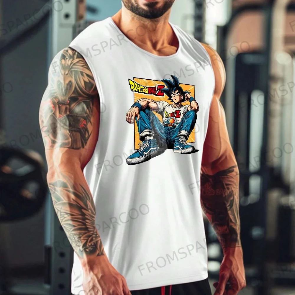 

Dragon Ball Anime Goku Peripheral Printed Men's Sports Loose Summer Fashion Cotton Vest Bandai Enthusiasts Tank Top