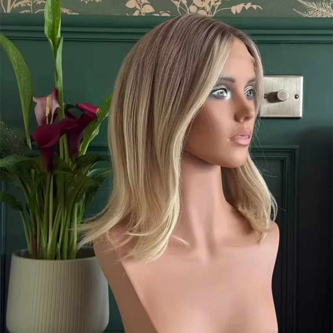 Long24Inch Highlight Blond Wave with Bangs Natural HD Lace Wig for Women Pre-Plucked Transparent Lace Frontal Versatile Hair Wig