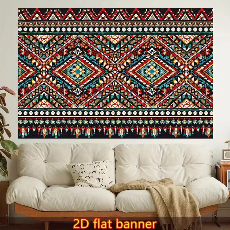 1pc Stylish 2D Flat Printed Wall Tapestry, Tribal, Geometric, Colorful Aesthetics, Bedroom Aesthetics, Suitable for Living Room, Bedroom, Office