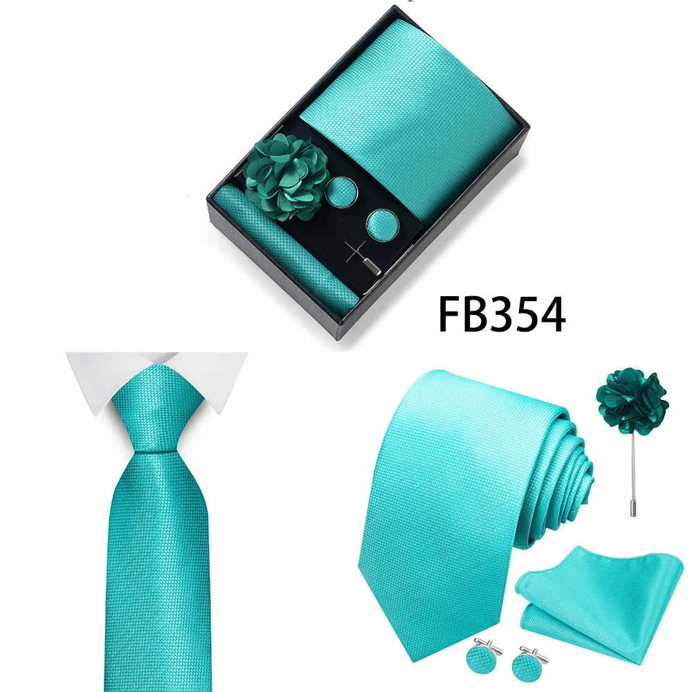 Neues Marken-Mode-Set: 8 cm Krawatte, Einstecktuch, Manschettenknöpfe und Brosche für Herren, Rot-Grau, Hochzeit, Geschenkbox, Passend für Partys – Detail 17