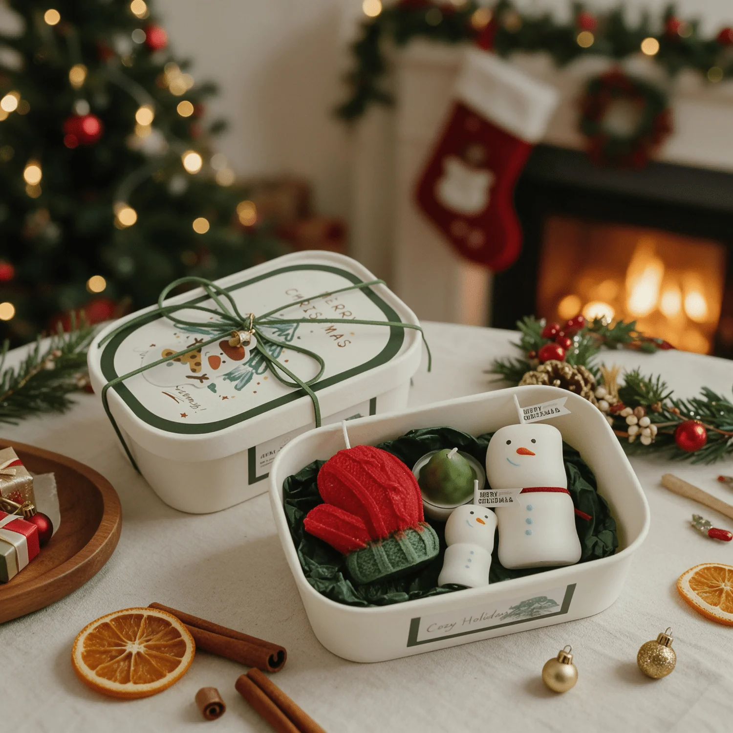 Handmade Christmas Shaped Scented Candle Gift Box Set, Novelty Festive Soy Wax Decorative Candle, Aesthetic Christmas Table Home Decor, Holiday Aromatherapy Candle, Secret Santa Gift, Christmas Stocking Stuffer, Christmas Gift For Women view 8