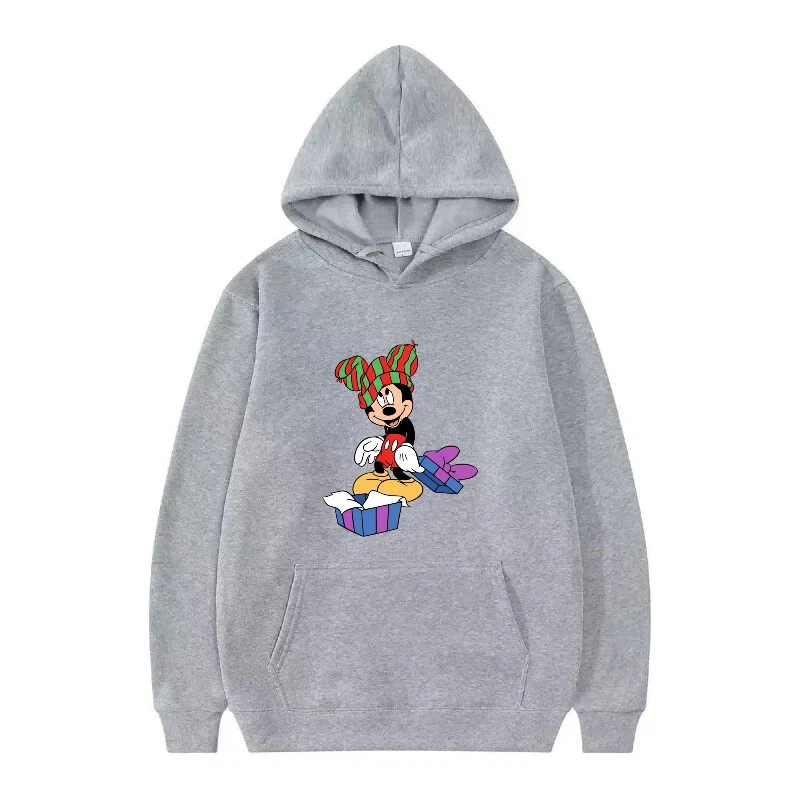 Disney Mickey Mouse patrón de Navidad mujer gris invierno Tops ropa de moda Y2k jerseys señoras baratos sudaderas con capucha hombres sudaderas
