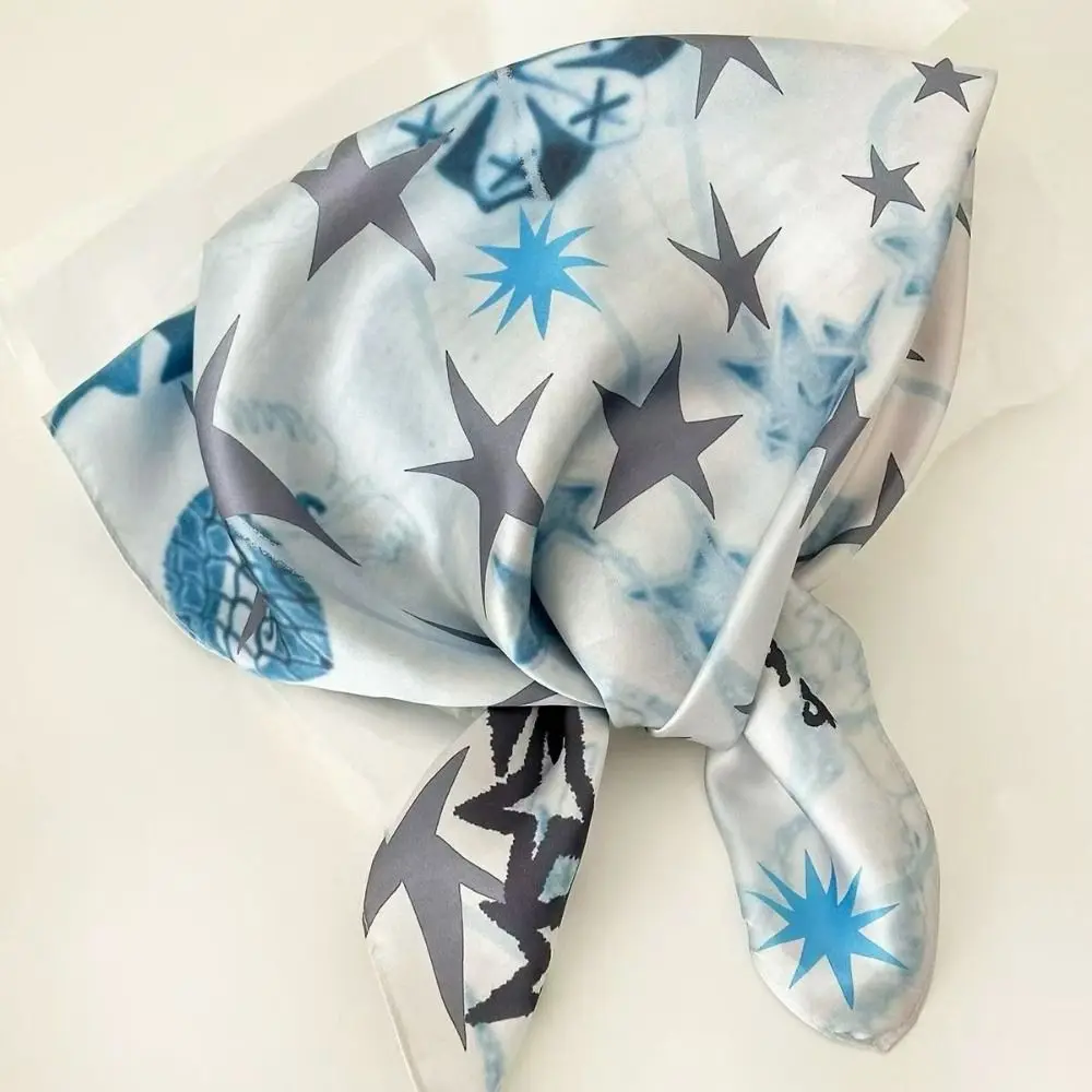 Printed Star Print Scarf Geometric Shape Spicy Girls Leopard Print Silk Scarf Korean Hip Hop Hair Scarf Clothing Accessories