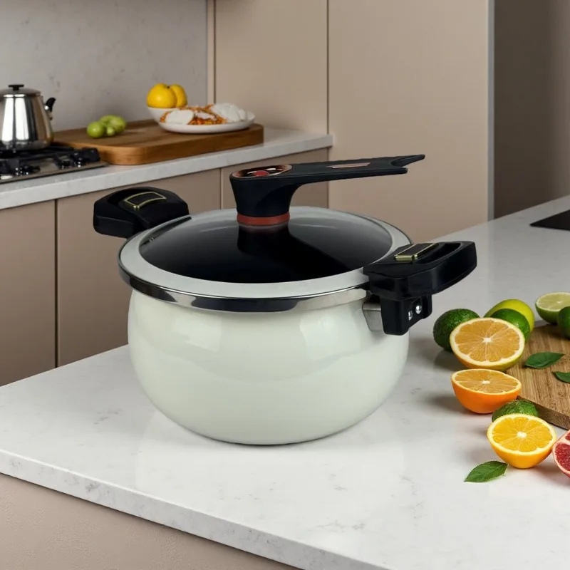 Commercial 4.5-liter professional grade white round non-stick kitchen utensils micro-pressure enamel soup pot
