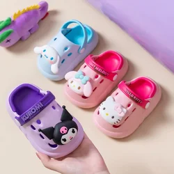 2024 Sanrio Children Garden Shoes Boys Girls Cute Cartoon Print Sandal Summer Hole Slipper Kids Indoor Non-slip Beach Shoes