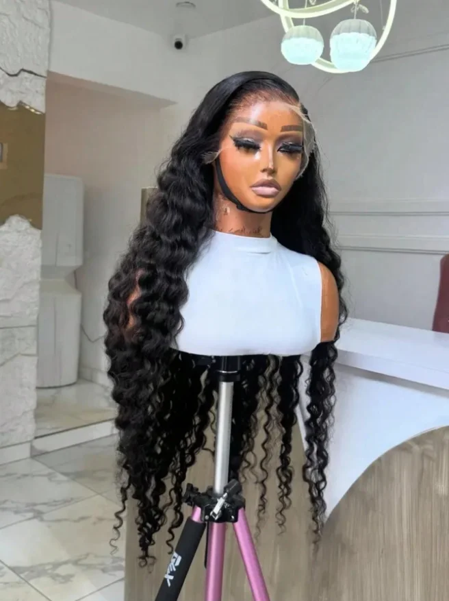 13x6 Loose Deep Wave Lace Front Wigs Human Hair 250% Density 40 Inch Curly Human Hair Wig for Women Glueless HD Lace Closure Wig