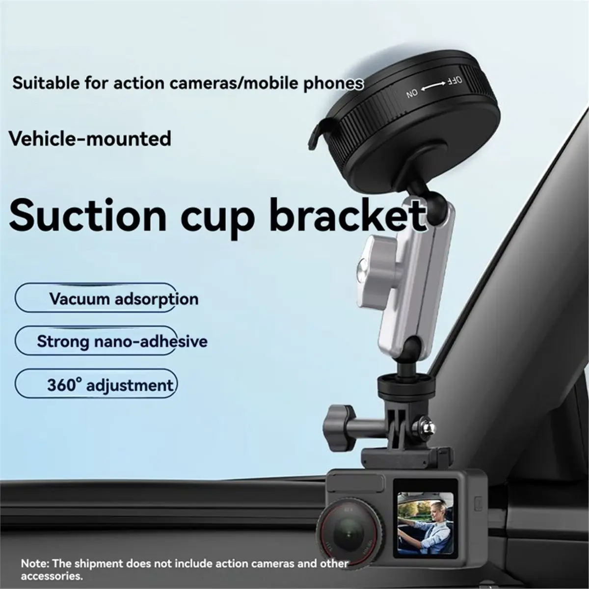 FLASH SALE-Suction Cup Car Mount for Pocket 3/Action 5 Camera Mounting Accessory Windshield Stand Bracket