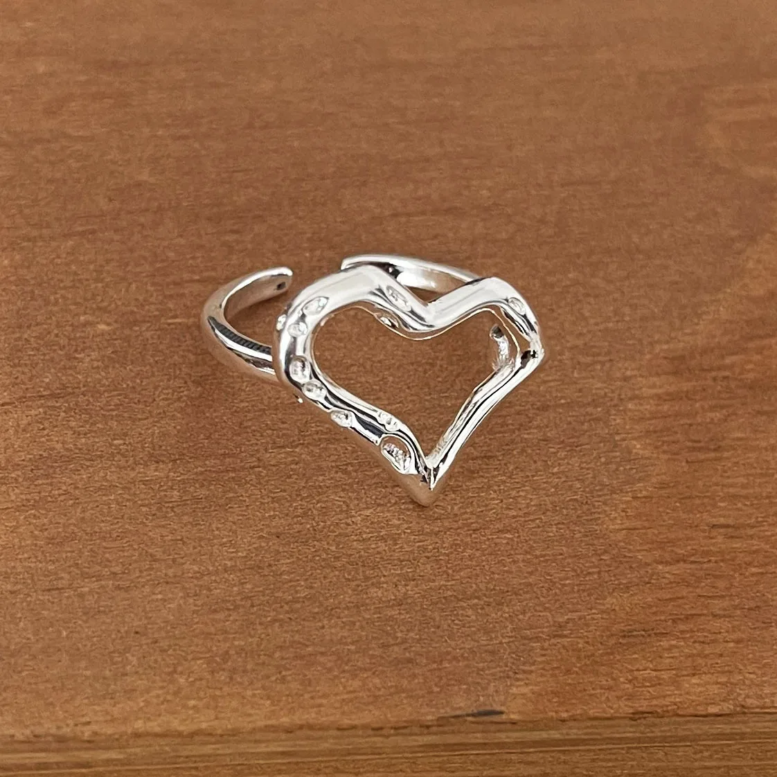 Bagues en argent regardé 925 pour femmes et hommes, bijoux fins, doigt réglable, ouvert, creux, coeur, bague pour fête, cadeau d'anniversaire