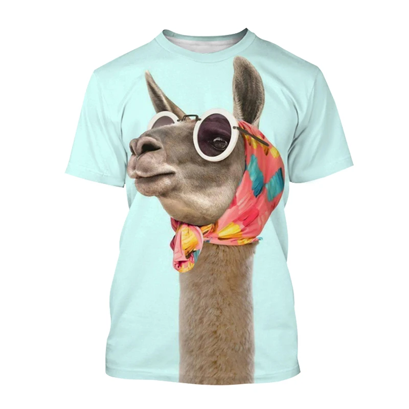 Funny Giraffe 3d Printed T Shirt Men Cute Animal Outdoor Leisure Tee Shirts Streetwear Short Sleeves Round Neck Oversized Tees