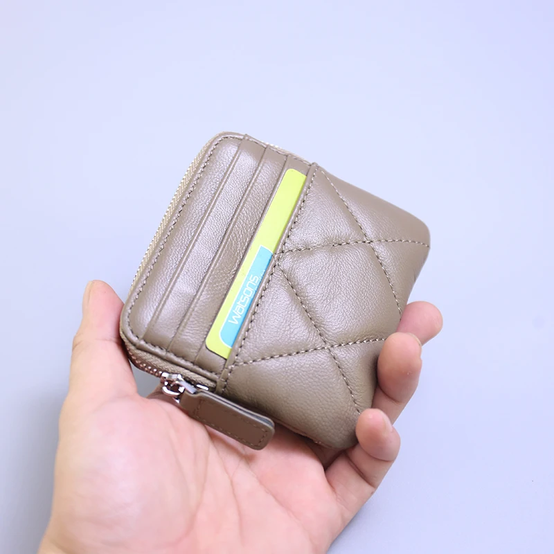 New Designer Mini Coin Purse Pouch Small Change Wallet Sheepskin Genuine Leather Girls Bags Fashion Brand Credit card package