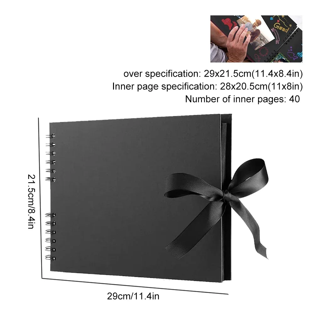 Scrapbook Photo Albums 80 Black Pages Memory Books A4 Craft Paper DIY Scrapbooking Picture Wedding Christmas Birthday Gift