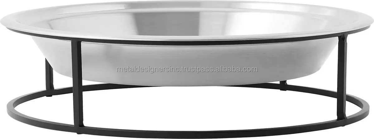 Elevated Non-skid Stainless Steel Dog & Cat Bowl with black metal stand for food and water