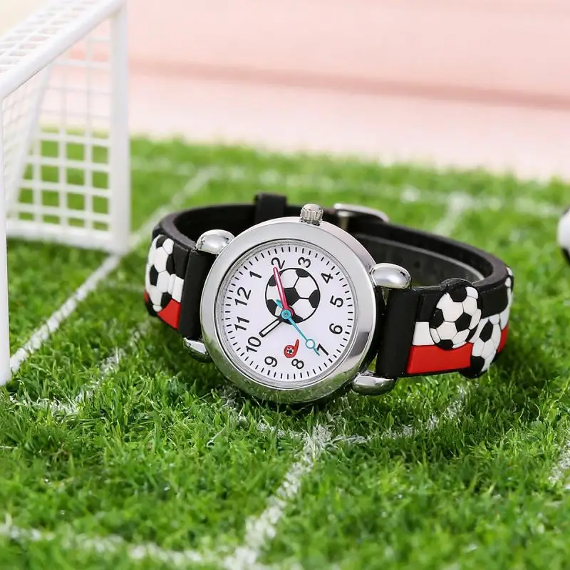 3D relief striped plastic strip with football pattern student watch cute elementary school gift watch