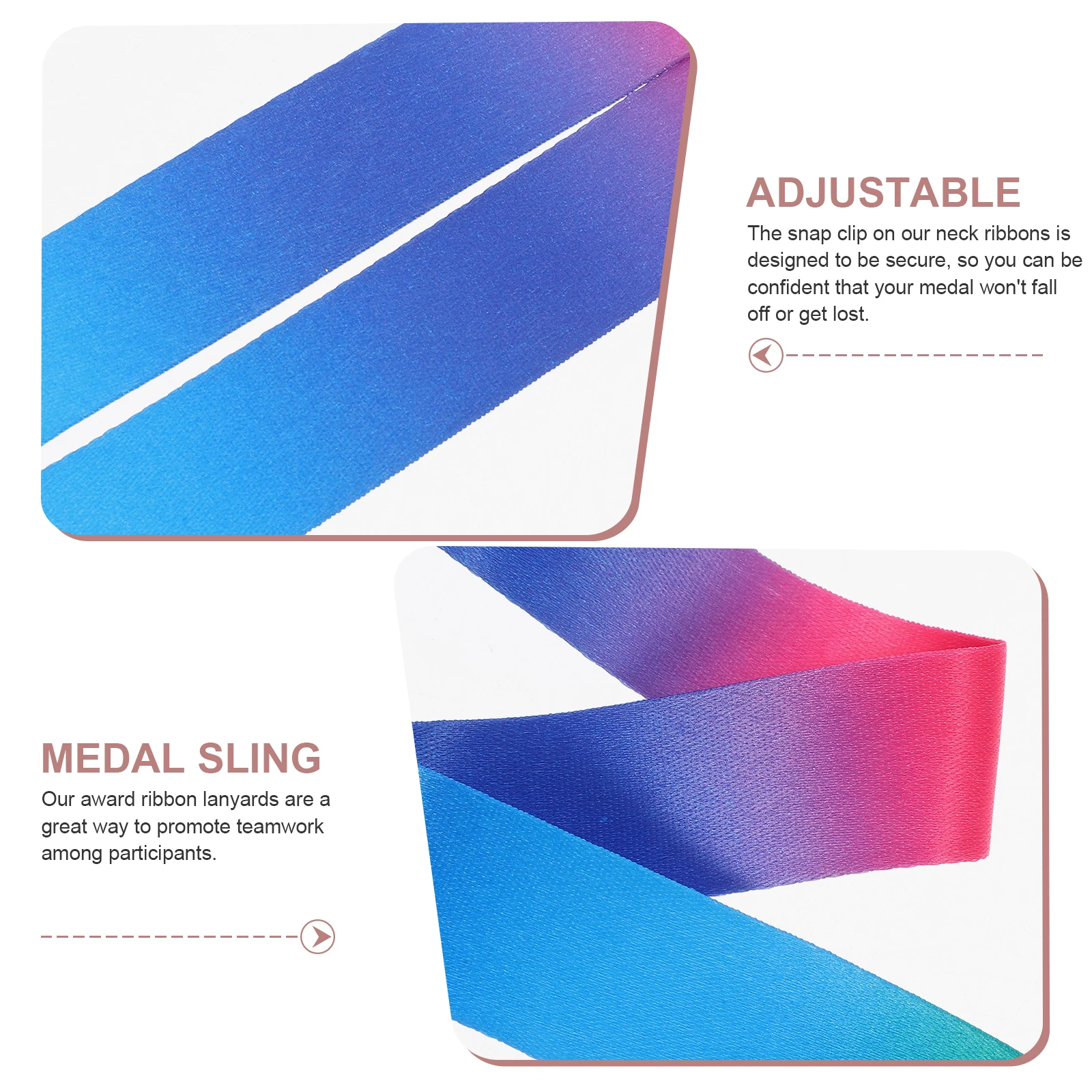 

12pcs Medal Ribbons Red White Blue Triangular Hook Polyester Cotton Award Lanyards Sports Meeting Competition Neck Ribbons Clips