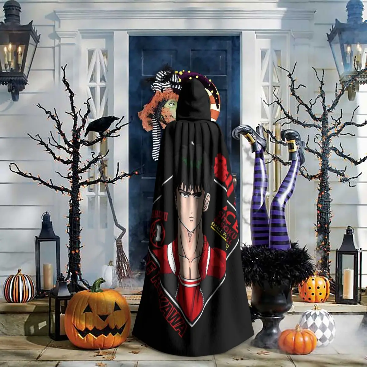Shohoku Ace Kaede Rukawa Slam Dunk Long Hooded Cloak Witch Medieval Costume Cosplay Cape HalloweenCoat Adult Unisex - view 6