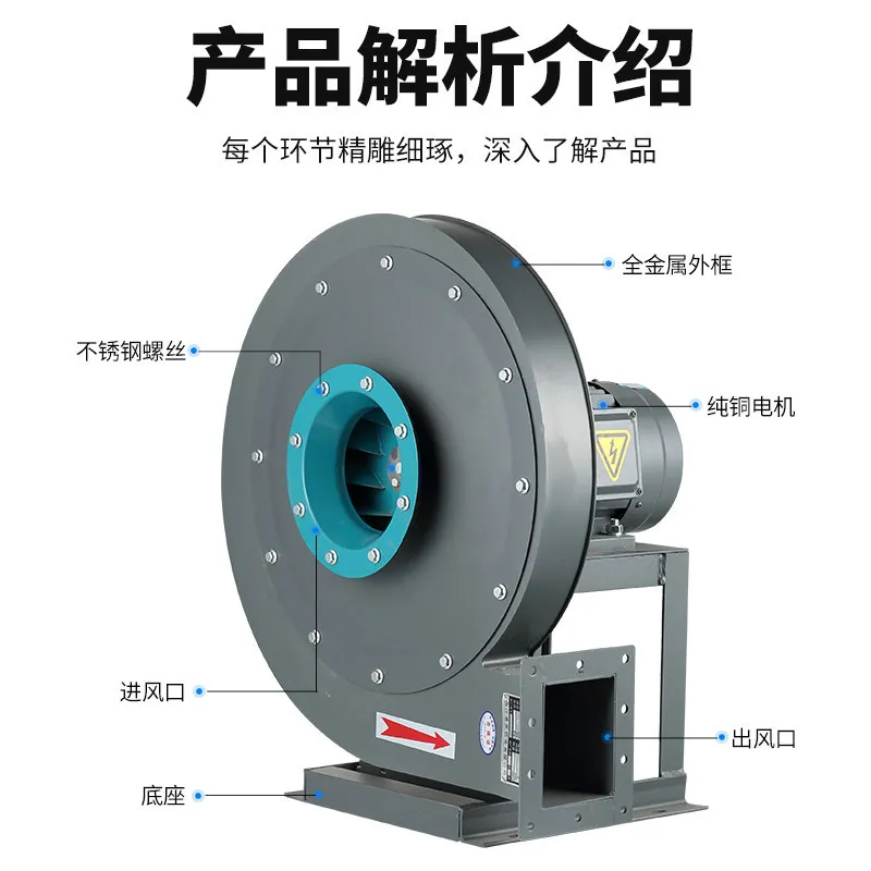 9-19 High pressure centrifugal , ventilator, blower 380v industrial dust removal powerful induced draft fan, logistics