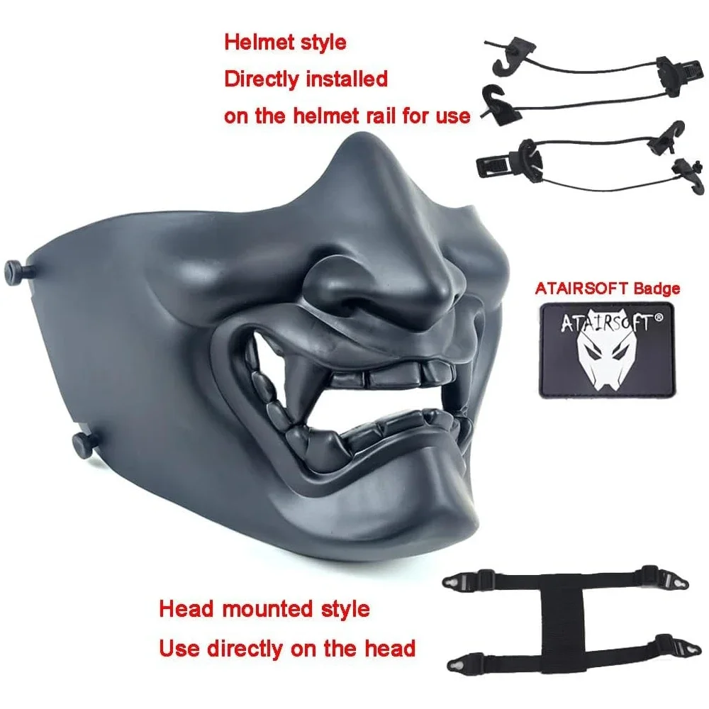 Maski na Halloween Pół-Oni Cosplay Dekoracja Samuraj Męski Pokój Impreza Kostium Twarz Japońska Maskarada Maska z Żywicy Rekwizyty Prezenty Akcesoria