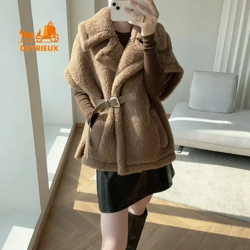 Top Quality Teddy Jacket Women, 62%Alpaca 26%Wool 12%Silk,New Winter Warm Sleeveless Wool Short Jacket for Women, Fur Coat Women