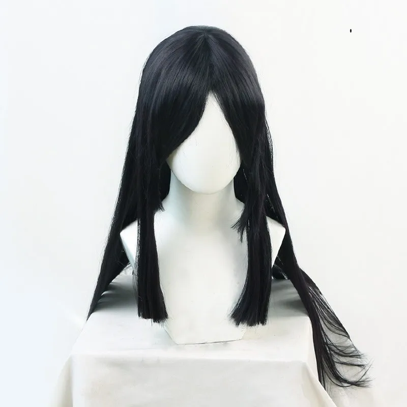 

Anime Demon Slayer Nakime Cosplay Synthetic Wig Women Long Silky Straight Black Wigs with Bangs for Halloween