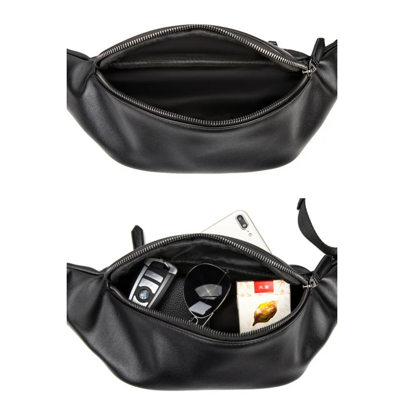 Fashion New Men's Chest Bag Shoulder Waist Bags PU Large Capacity Waterproof Outdoor Small Pack