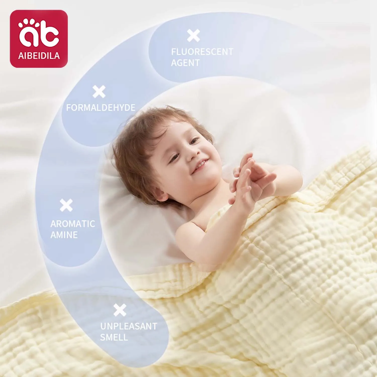 AIBEDILA الشاش القطن الخالص 90*90 سنتيمتر 6 طبقات الوليد الطفل منشفة استحمام التفاف الشاش قماط البطانيات فوط استحمام ماصة #3