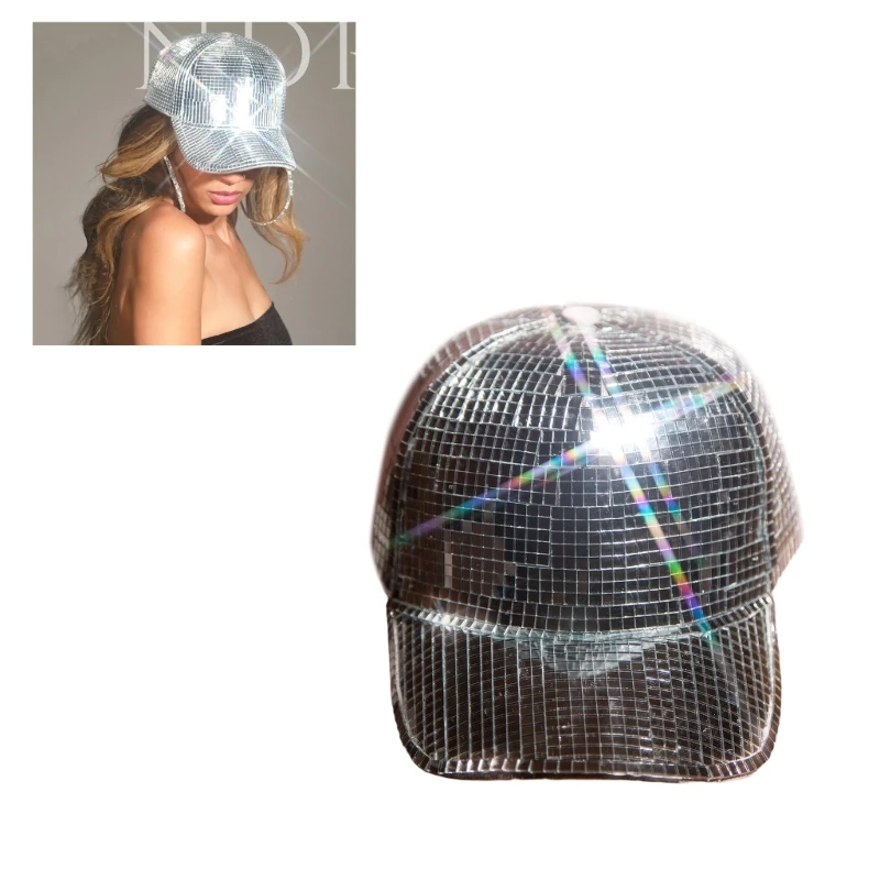 

Glitter Sequin Mirror Disco Bucket Hat Women Men Club Stage Bar Party Dance Cap Music Festival Carnival Costume Hat Photo Props