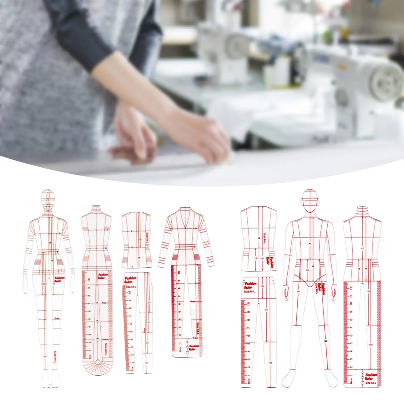 Modelli di righelli Modelli di illustrazioni di moda per pantaloni da sarto