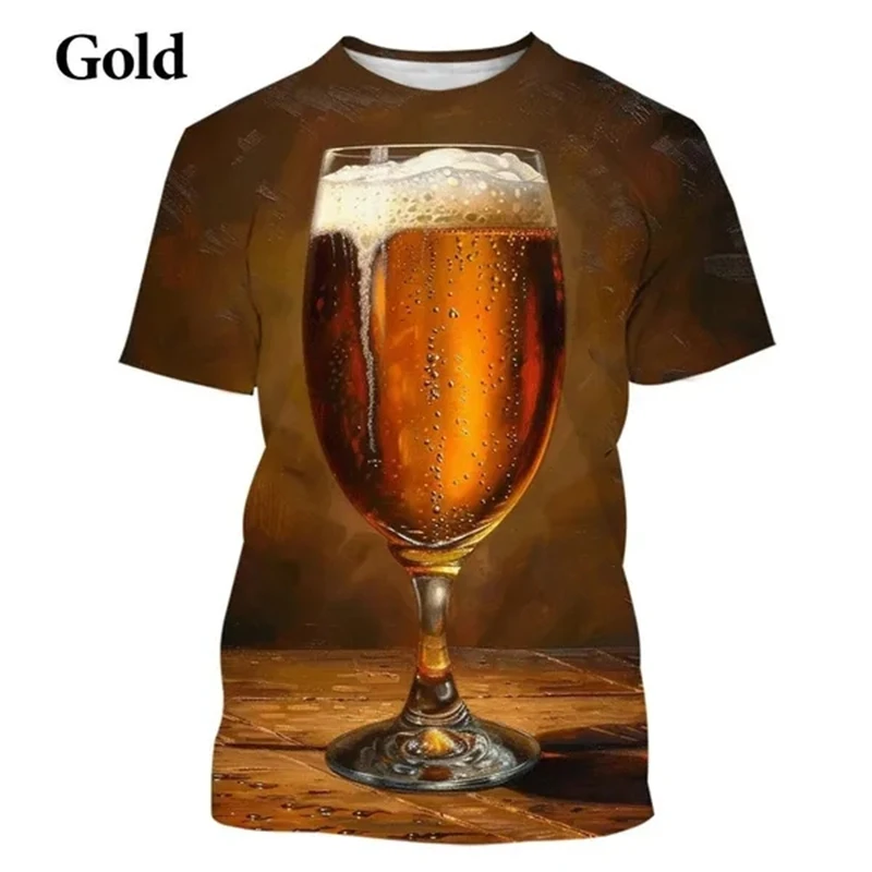 

Summer Fun And Personalized Beer 3D Printed Men's And Women's Fashionable Street Casual Short-sleeved T-shirts Party Tops Tees