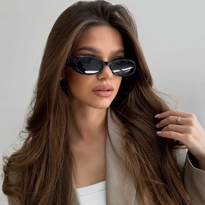 2 قطعة حزمة موضة البيضاوي النظارات الشمسية النساء الفاخرة ظلال سوداء UV400 الرجال فاسق العلامة التجارية نظارات شمسية في الهواء الطلق الدراجات نظارات للجنسين #5