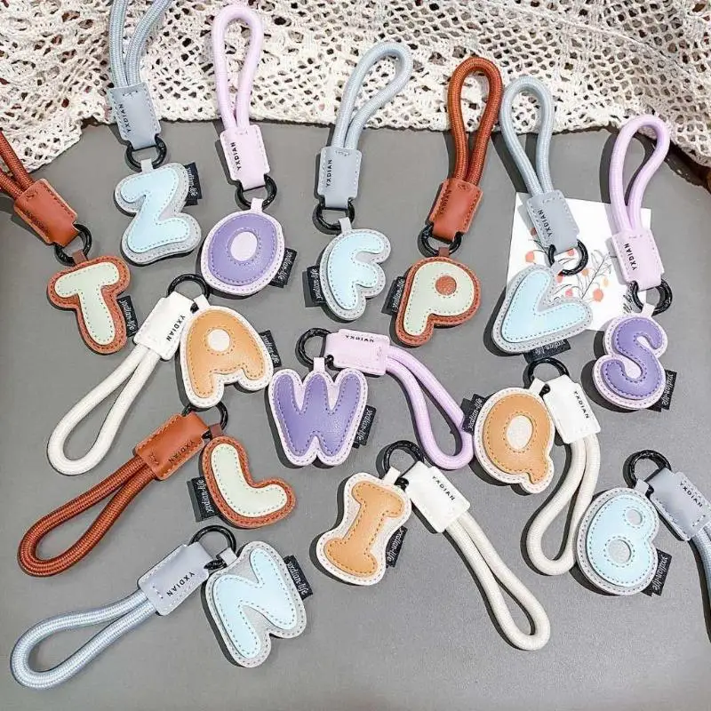 26 Alphabet PU Leather Keychai - Monogram Keychain Leather ulasan dan harga