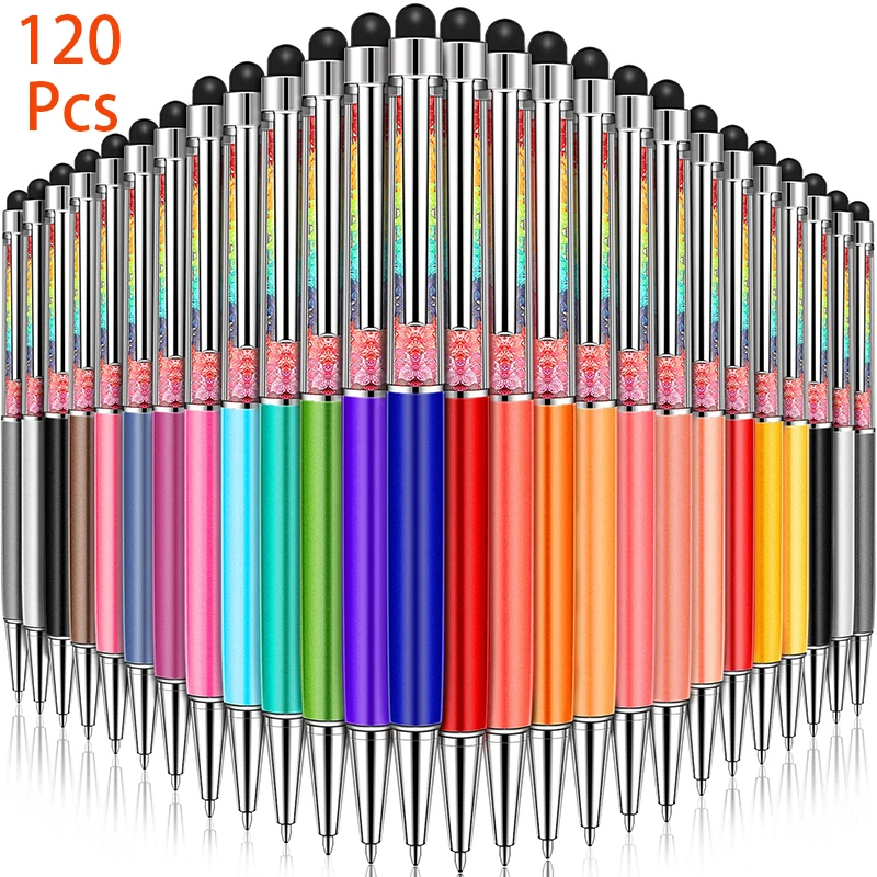 120Pcs Crystal Ballpoint Pen Crystal Stylus Pen Bling Ballpoint Pens Capacitive Writing Pens for Touch Screens