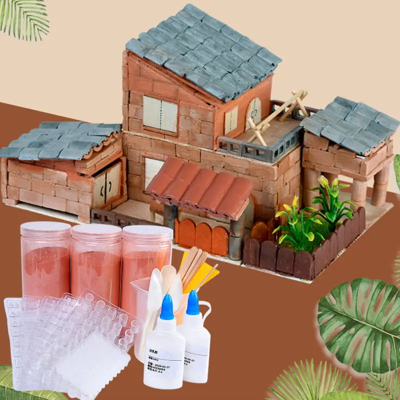 Mini Brick Powder Cement Construction Brick Miniature Building Block Clay Tile Mud Powder for Model Making Architecture Material