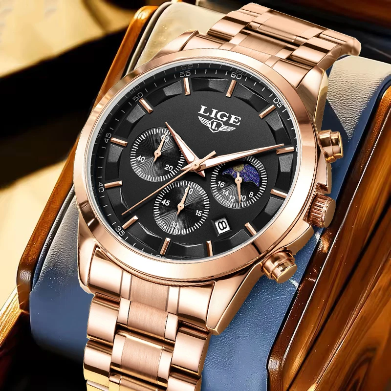 

LIGE мужские часы лучший бренд класса люкс спортивные водонепроницаемые кварцевые часы с хронографом мужские модные деловые часы мужские Relogio Masculino + коробка