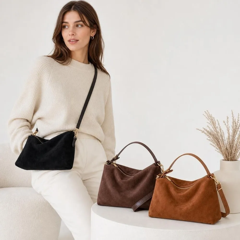 New Solid Color Underarm Bag Large Capacity PU Leather Crossbody Bag Tote Bag Women